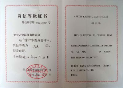 2019年AA級(jí)資信等級(jí)證書